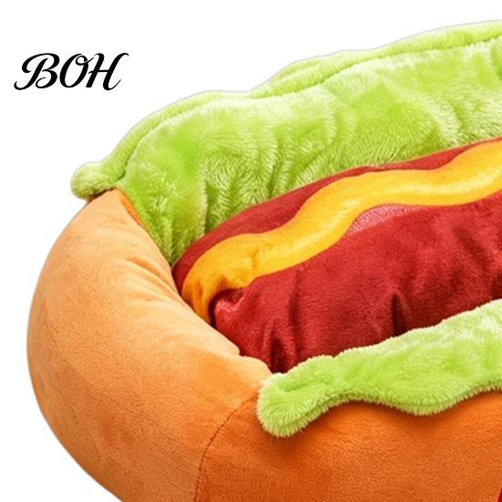 Cozy Indoor Cat Cave Hot Dog Bed, Cute Snuggle Removable Washable Pad, Funny Warm Sleeping Bed for Kittens Bun Plush Small Dogs Cats Soft Pet