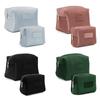 Zipper Travel Toiletry Bag Solid Color Cosmetic Pouch Portable Velvet Makeup Bag  Office