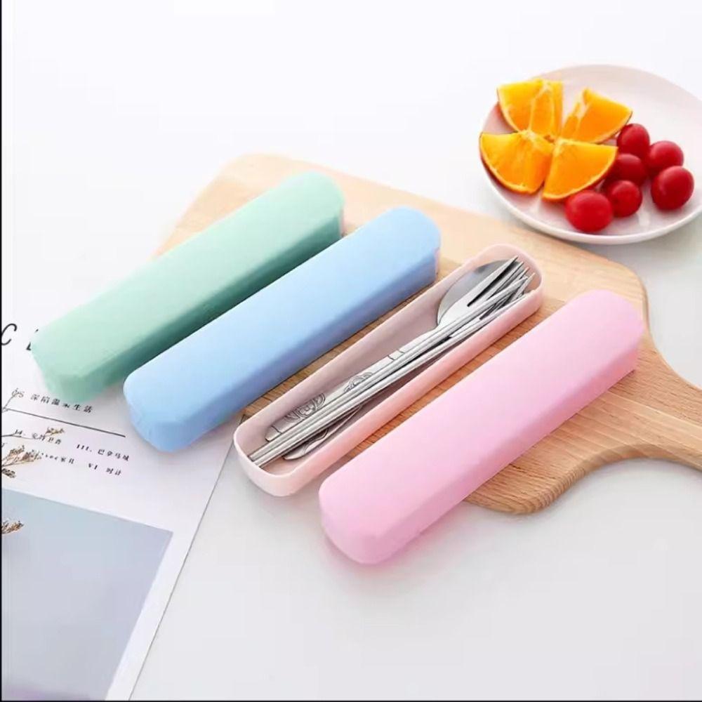 3 шт./набор портативных столовых приборов из нержавеющей стали с коробкой для хранения ложек модный набор столовых приборов