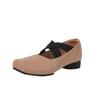 Genuine Leather Mary Jane Crossover with Square Toe Vintage Block Heel Ballet Shoes Single Shoes