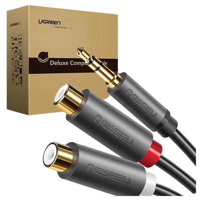 Ugreen Av109 Кабель Мужской 3,5 мм Jack к 2x Женский RCA (Стянуть) 0,25 М (Черный)