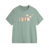 Puma Letter Pattern Casual Breathable Round Neck Short Sleeve T-Shirt Unisex Tops Green 689312-86