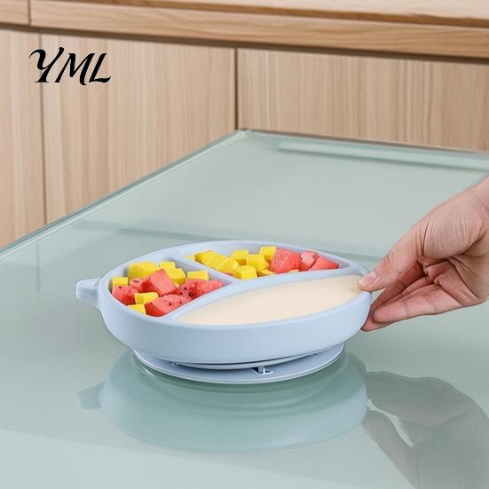 Food Grade Silicone Feeding Tray Suction Plate for Toddlers, Cute Bear Shape Unbreakable Divided Bowl Kids Baby Bowl, Non Slip Infants And BPA