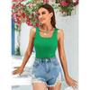Attraco Встроенная бюстгальтерная майка для женщин с квадратным вырезом и отделкой фестонами, летняя майка без рукавов в рубчик