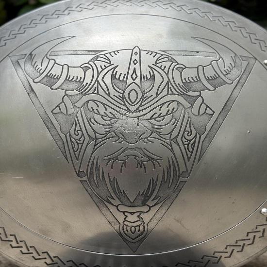 Aluminium Bearded Viking Warrior Shield Nordic Mythology Wall Art