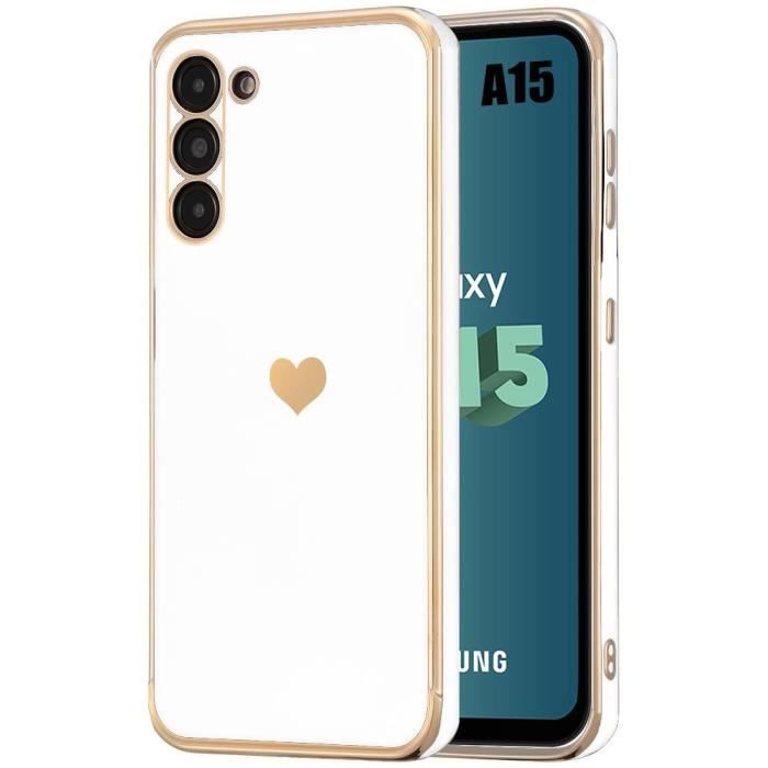 Case - BOOLING - for Samsung Galaxy A15 - Shockproof - Hybrid Silicone - Golden Heart Pattern
