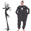 Cozy Nightmare Before Christmas Jack Pattern Sleepwear Jumpsuit With Hood And Tuxedo Design