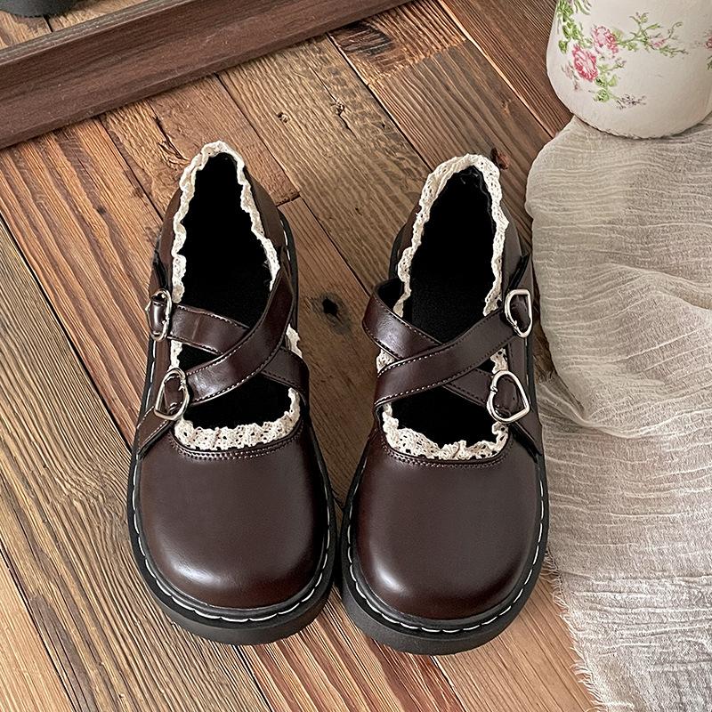 Туфли Mary Jane на толстой подошве в стиле ретро, женские, весна-осень 2025, юбка, черные, французские, универсальные, легкие, одинарные туфли