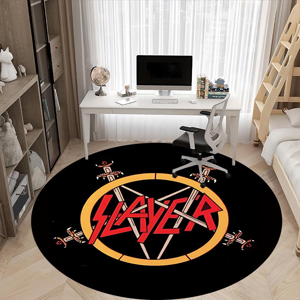 1 шт. Коврик для пола с круглым рисунком в стиле Slayer Music Office, Коврик для помещений, Подходит для офиса, Под офисные стулья, Спальни, Гостиной, Домашнего декора DT1212103