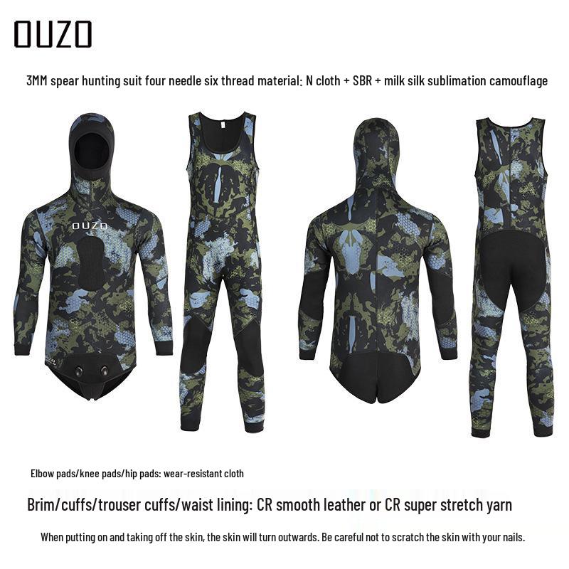 Men's 3mm Quick-Dry Hunting & Surfing Suit - Two-Piece Cold-Proof Sunscreen Freediving Suit