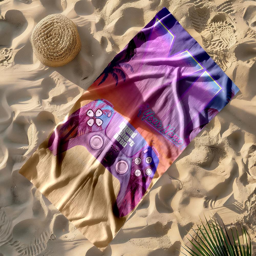 Gta Customize Your Name Beach Towel High Absorbency & Quick-Dry Ideal for Travel Outdoor Swim Pool Yoga Surf Camping Hiking Gym Gift Holiday