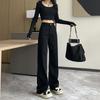 Summer Woman Loose Trousers Female Students Baggy Denim Pants Lady Black Casual Preppy Style Wide Leg Jeans Large Size