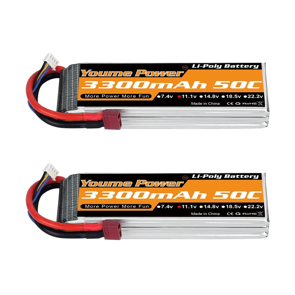 Youme Power 3S LiPo, 11.1V RC Lipo 3300mAh 50C Deans T-Plug для RC автомобилей, грузовиков, трагги, самолетов, БПЛА, дронов, FPV планеров, 3D самолетов, парков,