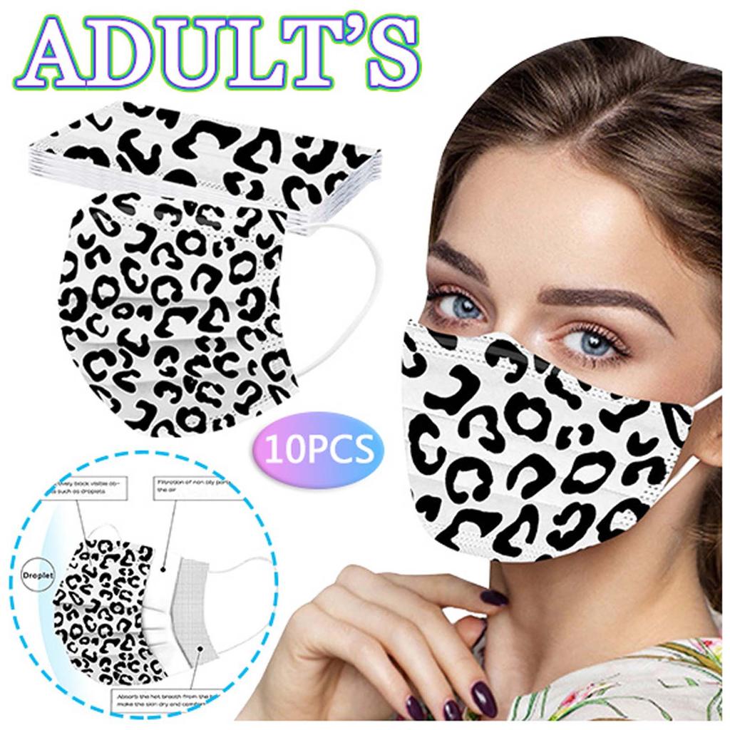 Adult Three-Layer Disposable Dust-Proof Protective Leopard Print Mask