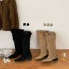 Модный нишевый дизайн остроносые ботинки большой обхват голенища высокий каблук ботильоны ретро облегающие женские западные модные ботинки