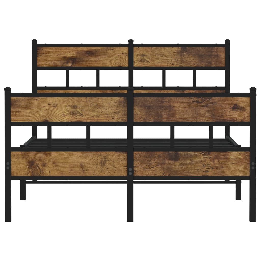 Metal Bed Frame without Mattress Smoked Oak Finish 120 x 190 cm