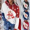 Women's Fashion Casual Christmas Print Round Neck Sweater Loose Sports Top Pullover