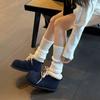 Уродливо-милые зимние женские сноубутсы на толстой подошве с внутренней платформой, с большой круглой носочной частью, новые 2025 года, теплые, на бархатной подкладке, милые, хлопковые туфли-буханки