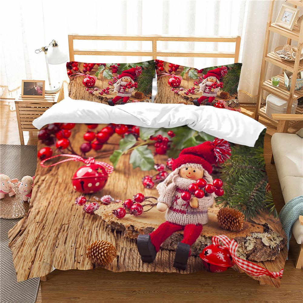 Christmas Deluxe Home Bedding Set Quilt Cover Pillowcase Bedroom Bedding Set Duvet Cover Full Size Bedspread