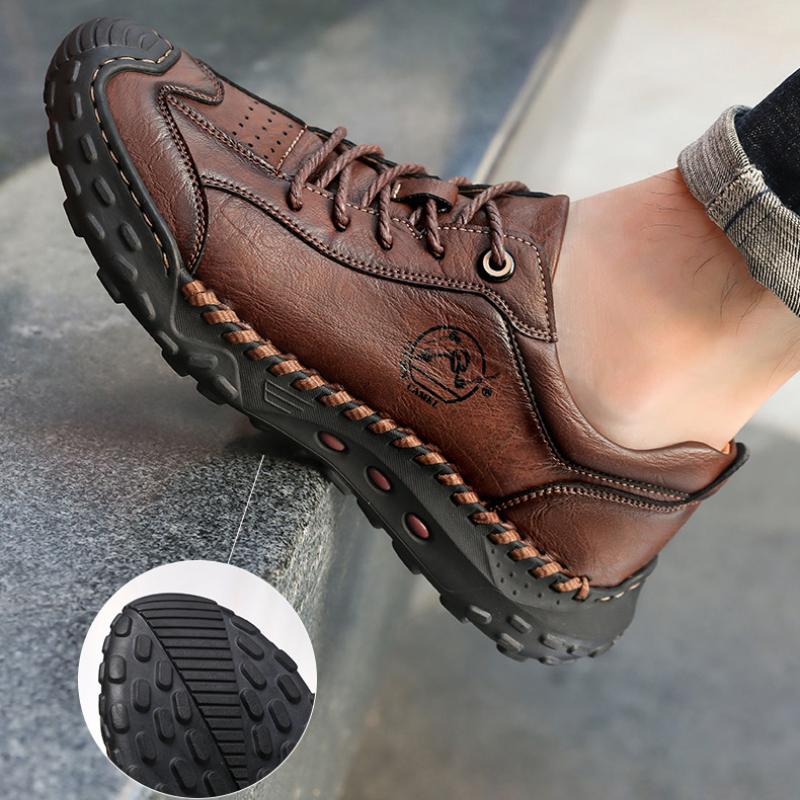 Модные мужские кожаные повседневные кроссовки ручной работы дышащая обувь мягкие низкие рабочие туфли