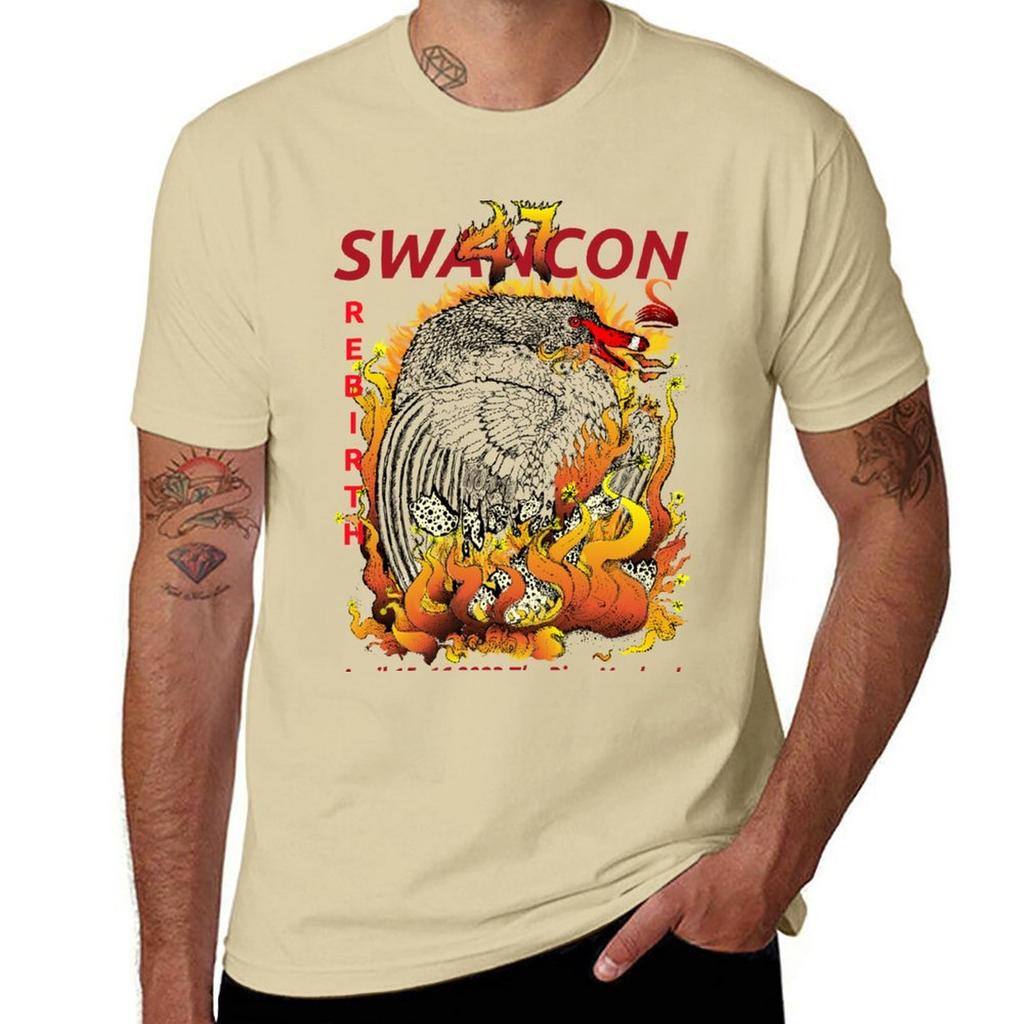 2023 Swancon 47 Rebirth Футболка оверсайз одежда в стиле аниме однотонные футболки мужские