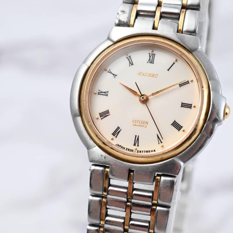 Used Good condition, working item, CITIZEN Exceed ladies' watch, combo, round case, Roman numeral dial, office casual