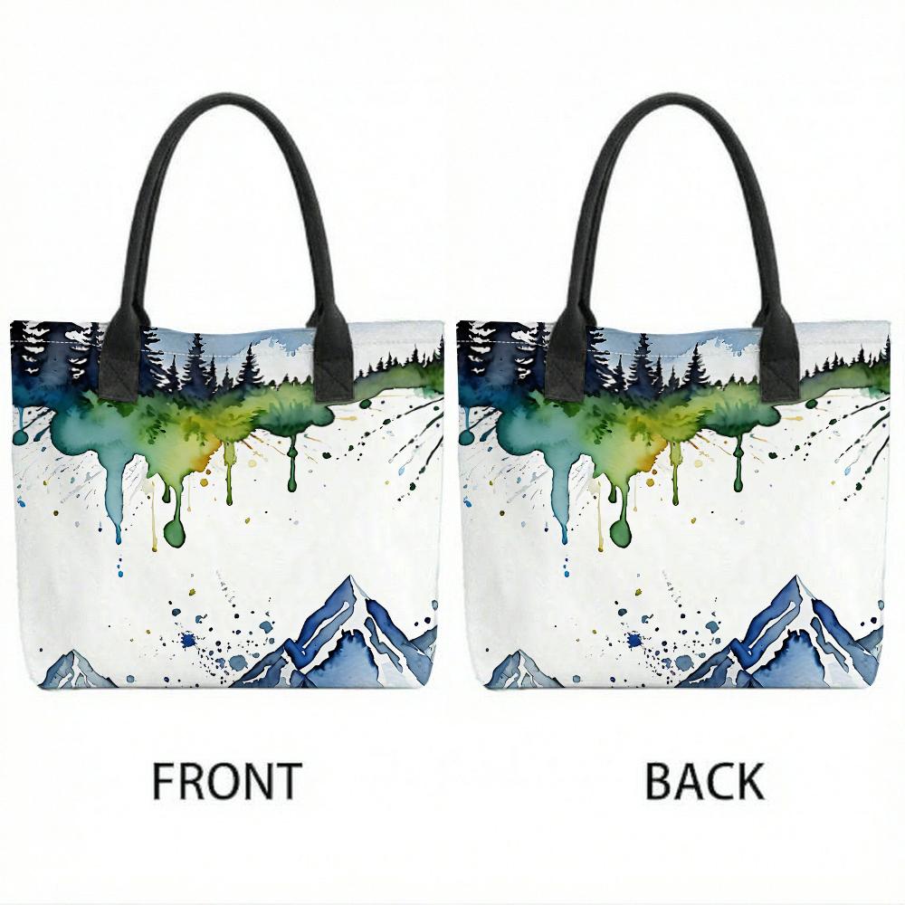 Watercolor Landscape Tote Bag Casual Large Capacity Daily Handbag