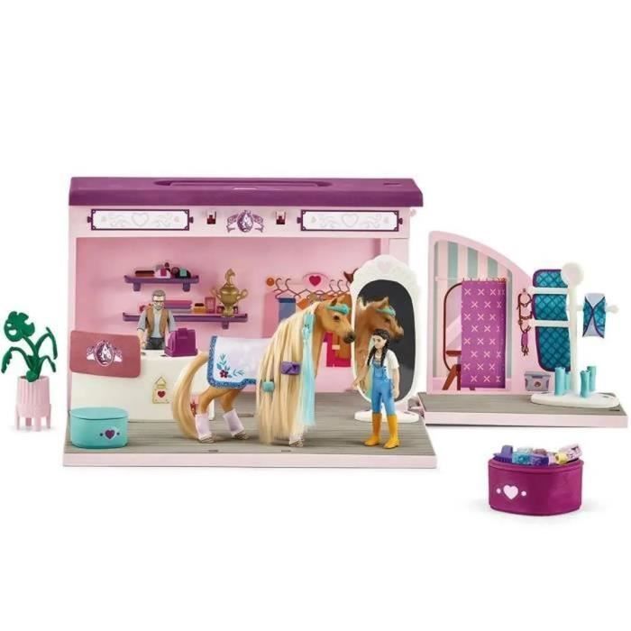 Boutique Éphémère Sofia's Beauties - Écurie Schleich Malette de coiffage avec Accessoires de Pansage et Figurines Chevaux - Set de