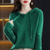 Осень Зима Женский Теплый Свитер Пуловер с Капюшоном Воротник Пальто Повседневный Вязаный Утепленный Жакет Топы Свитер