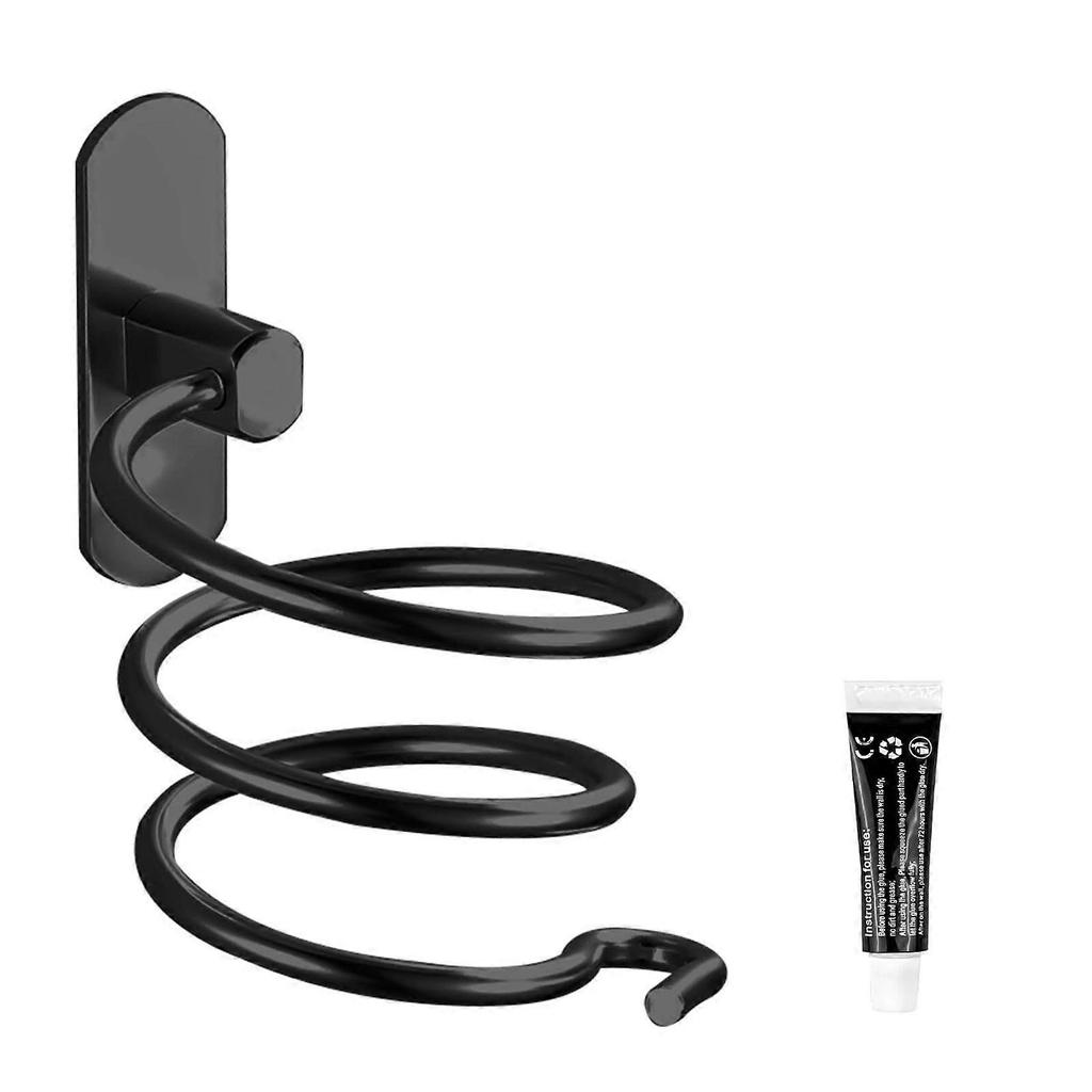 Aluminum Hairdryer Holder Convenient Hair Dryer Armrest Wall Mounted Blow Dryer Hanger Hairdryer Organizer Stand Black