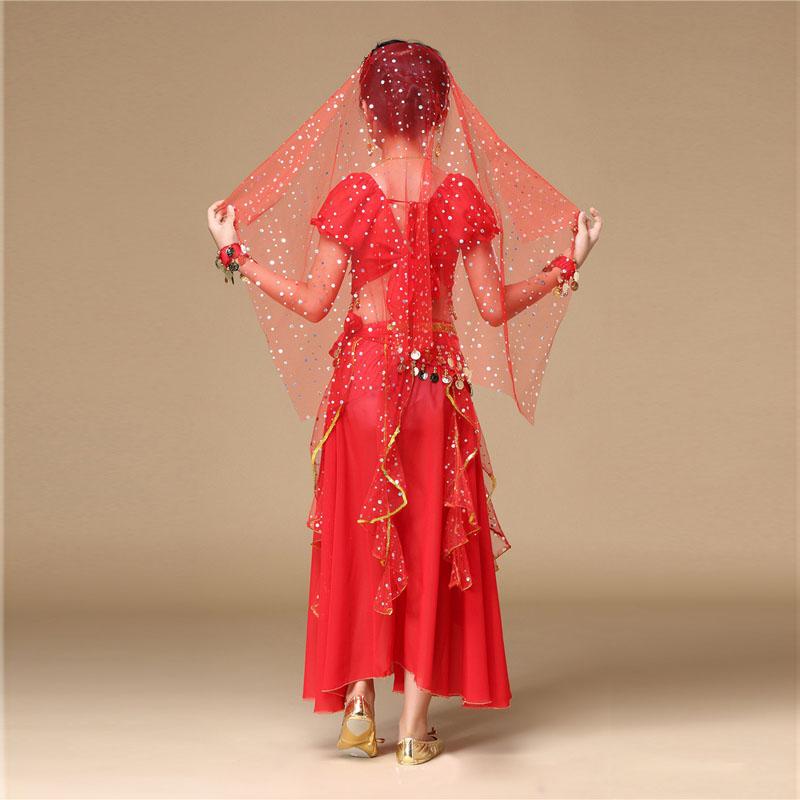 Girl Kids Tulle Indian Belly Dance Clothing Children Performance Costume Tops+Skirt 2pcs Dance Set