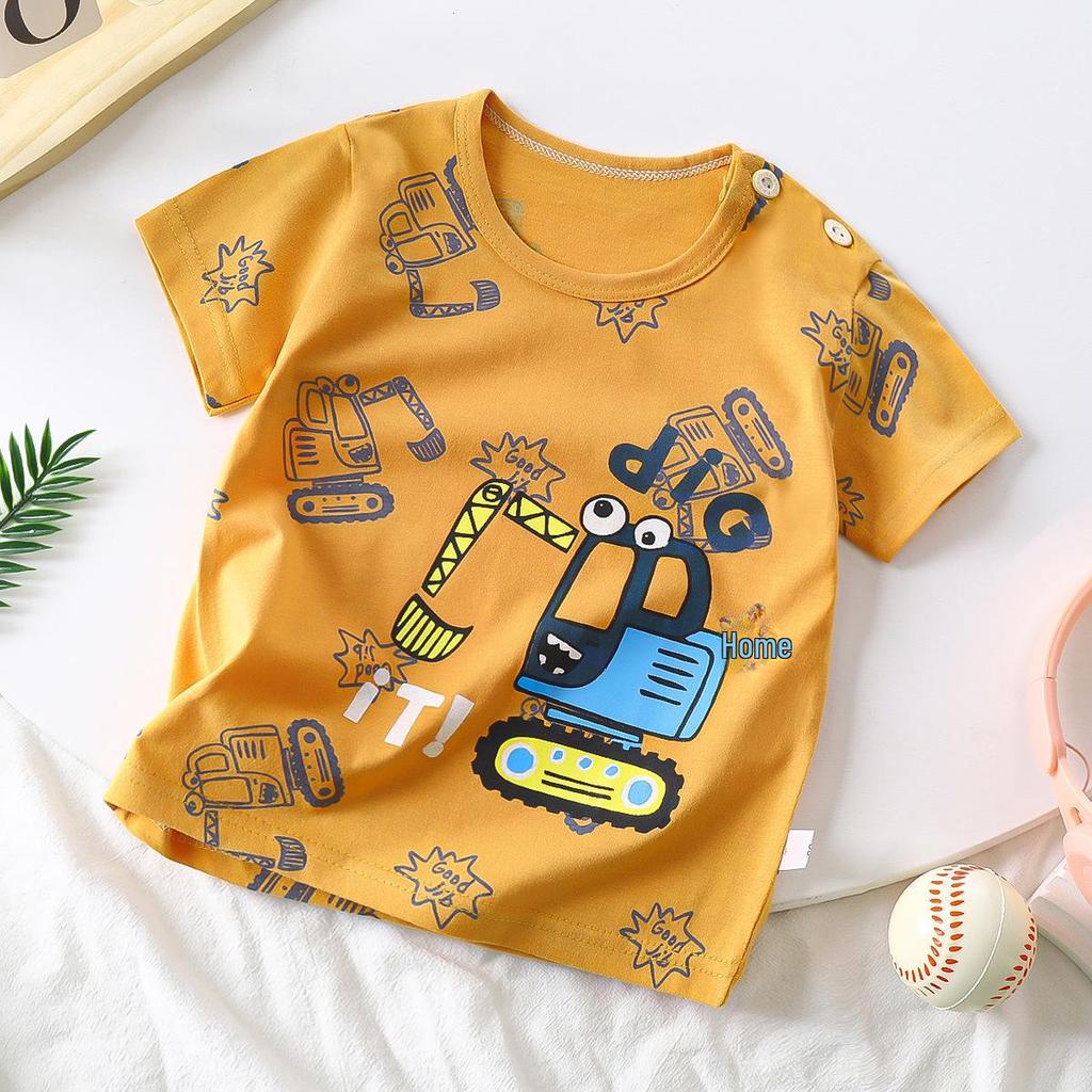 2025 Children's Pure Cotton Cartoon Short-Sleeve T-Shirts for Boys & Girls - Korean Style Summer Tops