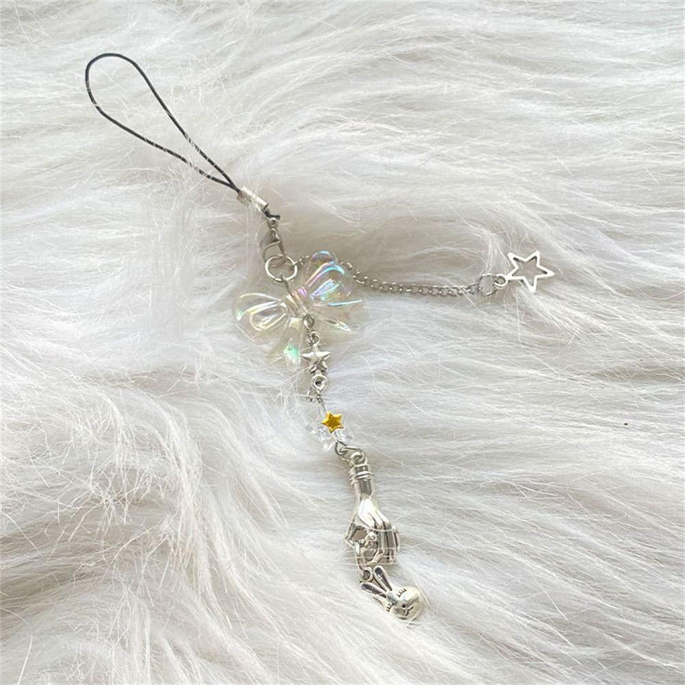 Ремешок для ключей, цепочка из бисера, подвески для телефона в виде звезды, ремешок для мобильного телефона, подвеска для телефона, розовая цепочка для крутой девушки