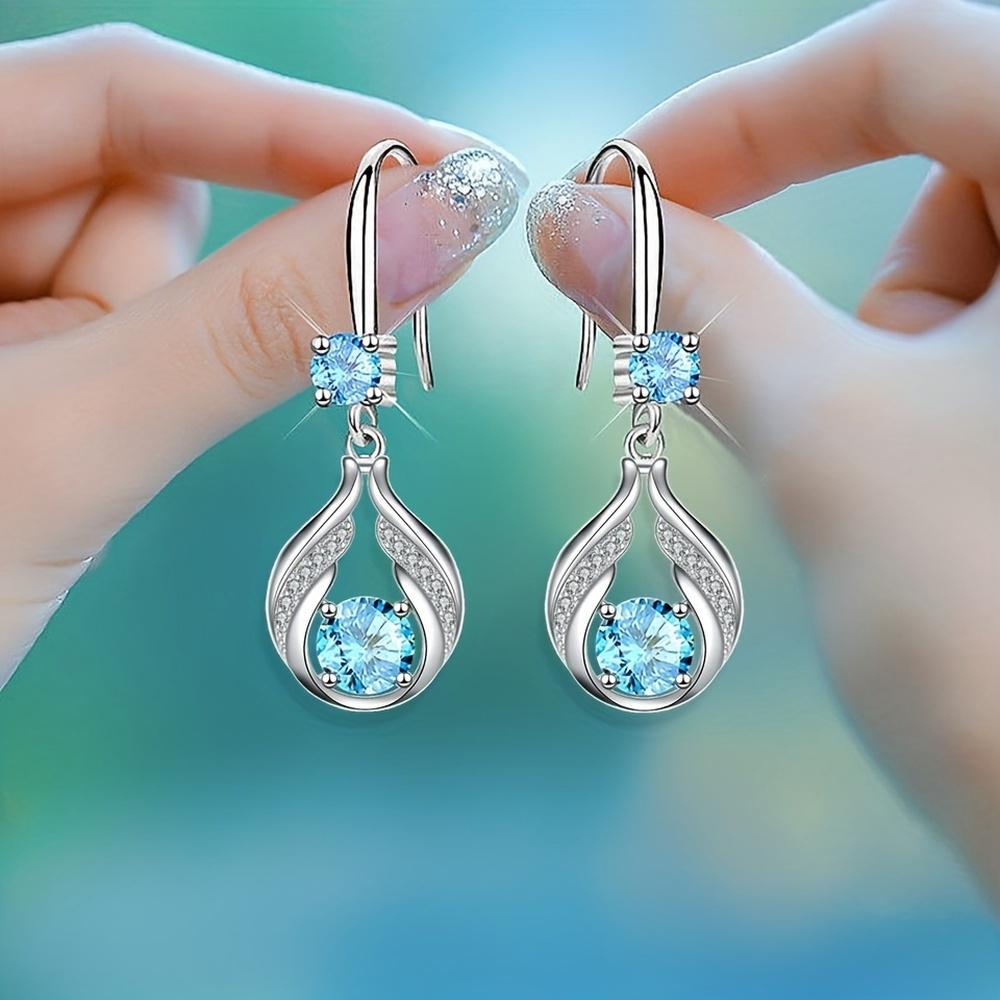 Элегантные полые серьги-подвески в форме капли из стерлингового серебра 925 пробы со сверкающими искусственными кристаллами, аксессуары для банкетов в богемном стиле