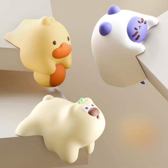 4Pcs Animal Furniture Corner Protector Anti-collision Baby Proof Soft PVC Self-adhesive Bear
