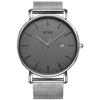 Watch Simple Waterproof Analog Popular Watch Brand Stylish Milanese Mesh Belt Silver Gray Watch [BUREI] Men's Men's [Item]