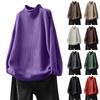 Women's Fashion Solid Color Half High Neck Long Sleeved Casual Pullover Knitted Base Sweater Top