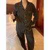 Пижамный комплект Sanding Striped Couple Sleepwear Осень-зима Пижамный комплект с длинными рукавами и брюками для сна Домашний костюм Удобная женская пижама