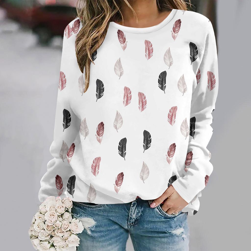 Осень и зима новая мода круглый вырез длинный рукав с принтом элегантная повседневная свободная толстовка