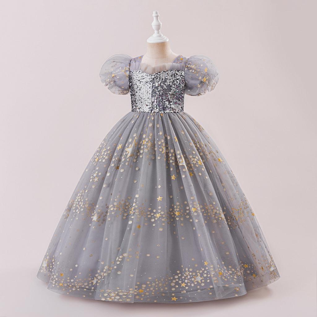 Винтажные рождественские платья для девочек с пайетками, звездное фатиновое платье для свадьбы, дня рождения, принцессы, пышные вечерние костюмы для подружек невесты