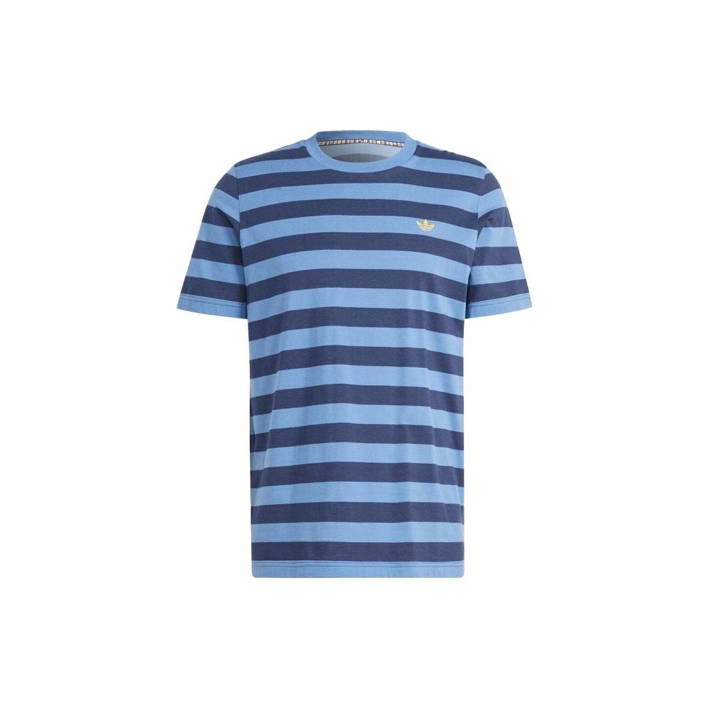 Adidas Originals Striped Crew Neck Loose Short Sleeve T-Shirt Men Tops Dodger-Blue IR7588