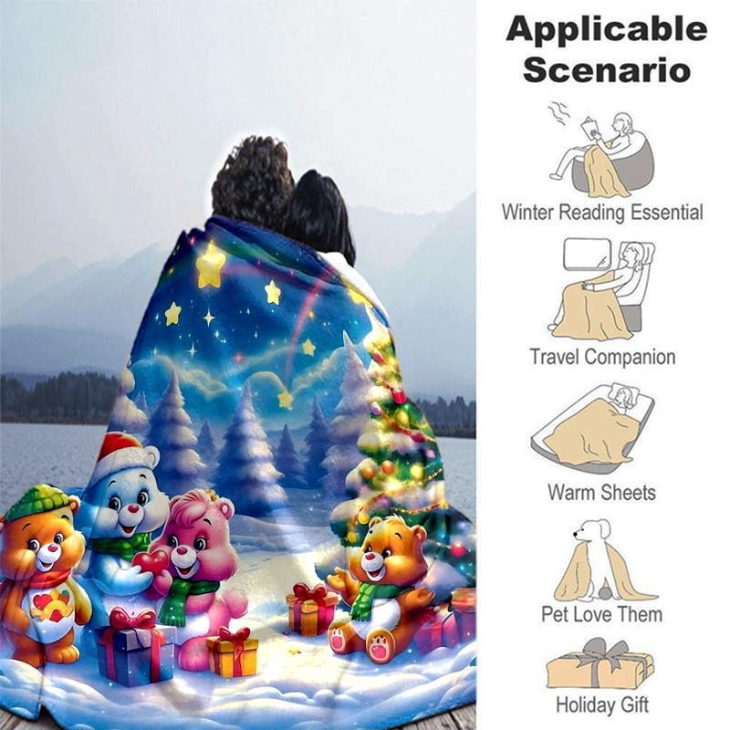 1Pc Christmas Bears Presents Blanket Soft And Comfortable Casual Warm Camping Travel Christmas Halloween Gift M921147