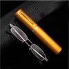 May Flower Gold Reading Glasses With Case Portable Eyeglasses Frame Mini Pen Case Men Women Folding Eyewear