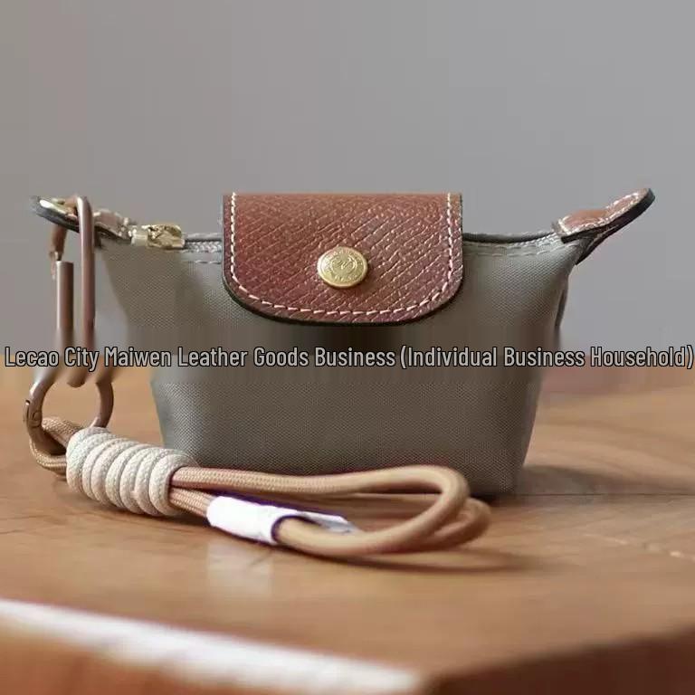 Сумка-пельмень Longxiang Mini из нейлона с кожаной отделкой - Хранение монет, наушников, помады - Милая маленькая сумка через плечо.