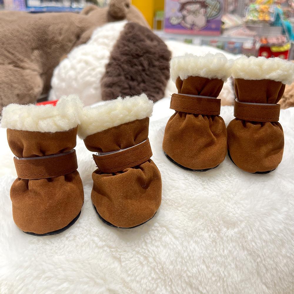 4PCS Winter Dog Shoes Super Warm Anti-Slip Wear-Resistant Dog Outdoor Boots for Small Medium Dogs Cats Puppy Pet Accessories