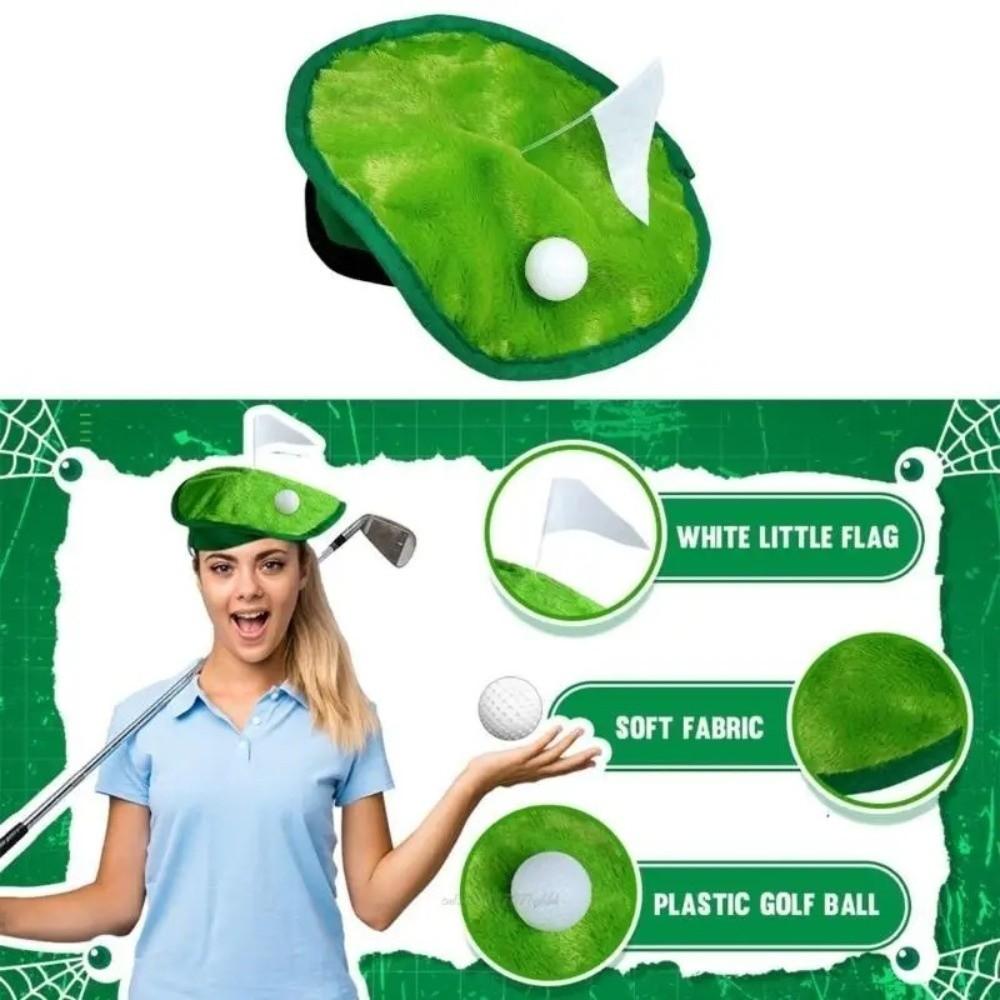 Unisex Headwear 30cm Golf Themed Hat Playful Unique Golf Beret Green Golfs Flag Golf Ball Decorations Hat Costume Parties