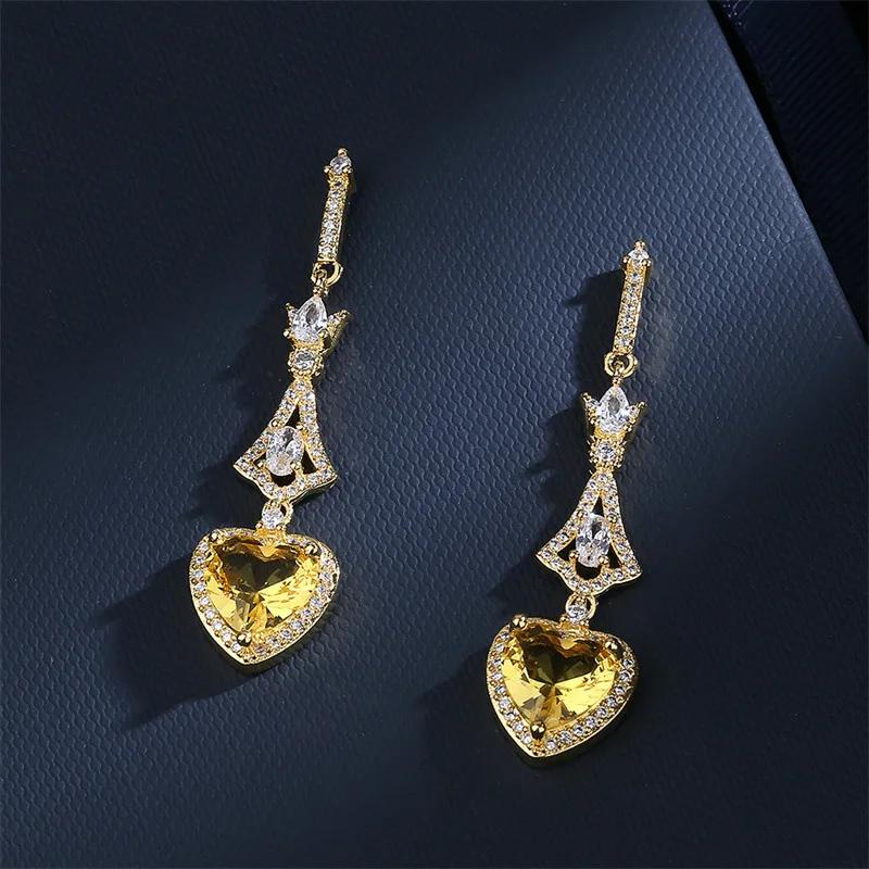 Women's Sparkling Water Drop Earrings Elliptical Geometric Zircon CZ Simple Luxury Engagement Fashion Jewelry Accessory