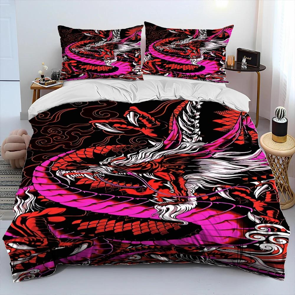 3D Retro Dragon Printed Bedding Sets Exquisite Bed Supplies Set Duvet Cover Bed Comforter Set Bedding Set Luxury Birthday Gift