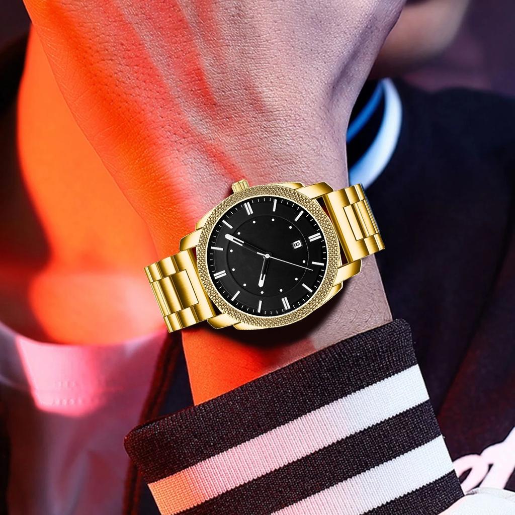 Men Watch Stainless Steel Business Style Waterproof Leisure Quartz Wristwatch