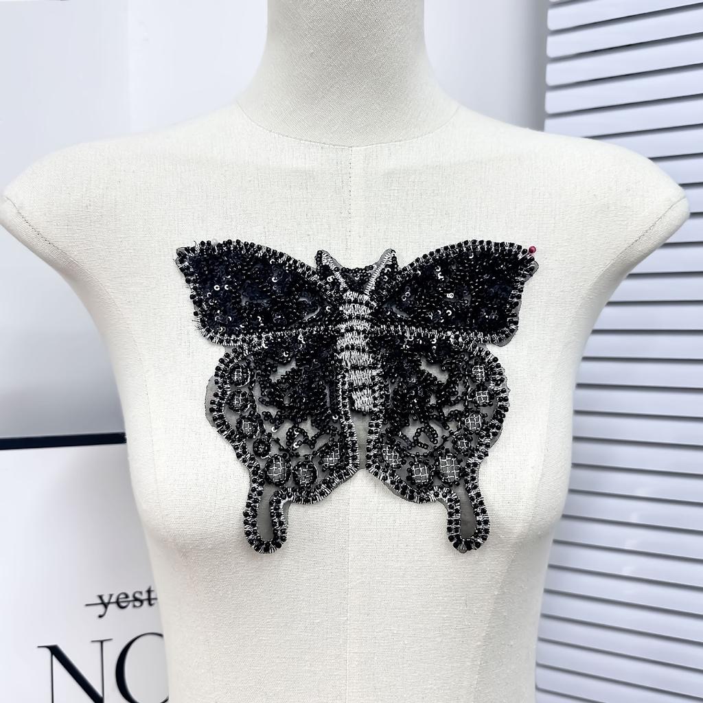 Mesh Bottom Embroidery Beaded Butterfly Applique Accessories Clothing Lace Children'S Clothing Veil Accessories